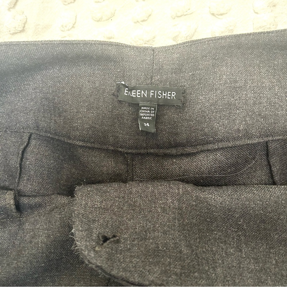 Eileen Fisher women’s Wool Wide leg Charcoal Trousers Sz 12 EUC! - Picture 4 of 10